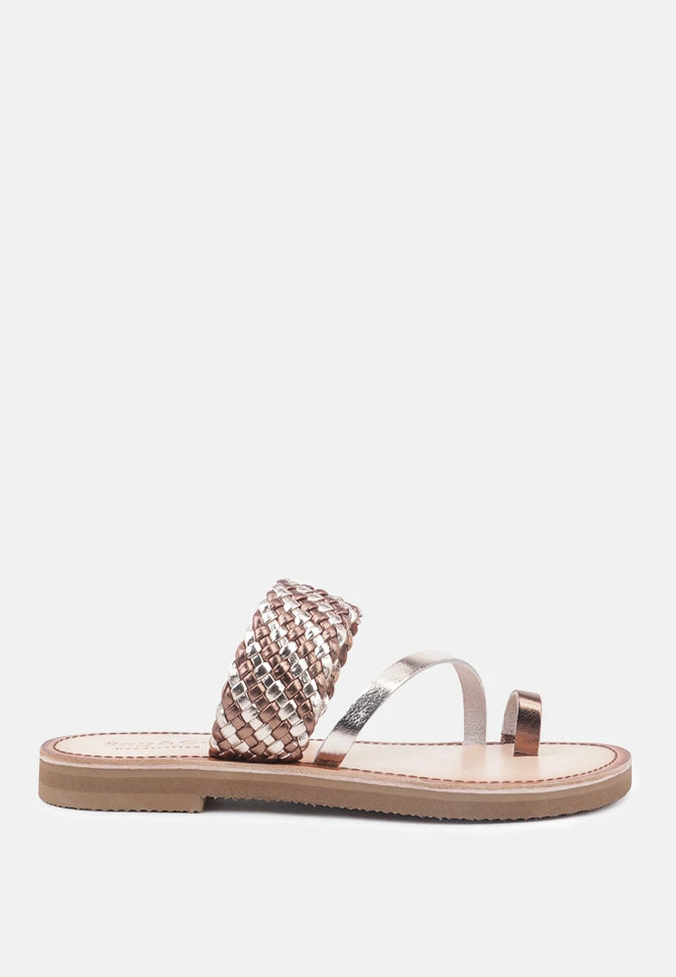 Rag & Co Flats ISIDORA Bronze Braided Leather Flat Sandal 4 Rag & Co Flats ISIDORA Bronze Braided Leather Flat Sandal