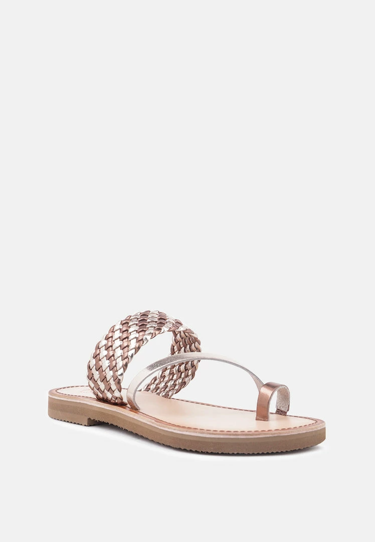 Rag & Co Flats ISIDORA Bronze Braided Leather Flat Sandal 3 Rag & Co Flats ISIDORA Bronze Braided Leather Flat Sandal