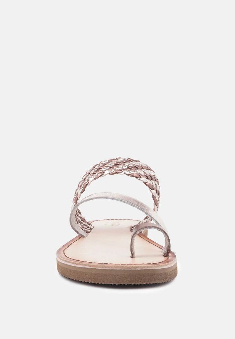 Rag & Co Flats ISIDORA Bronze Braided Leather Flat Sandal 5 Rag & Co Flats ISIDORA Bronze Braided Leather Flat Sandal
