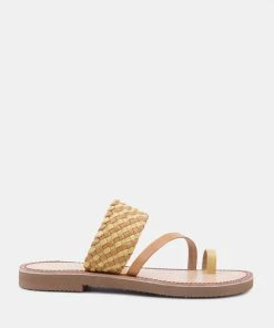 Rag & Co Flats ISIDORA Mustard Braided Leather Flat Sandal