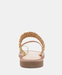 Rag & Co Flats ISIDORA Mustard Braided Leather Flat Sandal