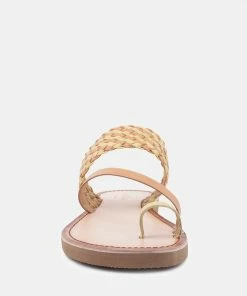 Rag & Co Flats ISIDORA Mustard Braided Leather Flat Sandal