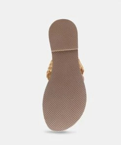 Rag & Co Flats ISIDORA Mustard Braided Leather Flat Sandal