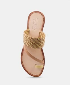Rag & Co Flats ISIDORA Mustard Braided Leather Flat Sandal