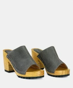 Rag & Co JARRAH Grey Suede Slide Clogs
