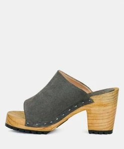 Rag & Co JARRAH Grey Suede Slide Clogs