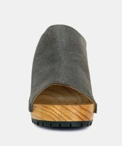 Rag & Co JARRAH Grey Suede Slide Clogs