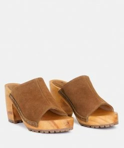 Rag & Co JARRAH Tan Suede Slide Clogs
