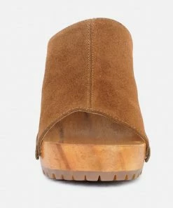 Rag & Co JARRAH Tan Suede Slide Clogs