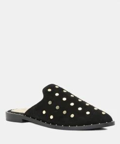 Rag & Co Flats JODIE Black Studded Leather Mule