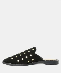 Rag & Co Flats JODIE Black Studded Leather Mule