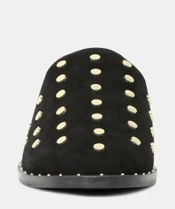 Rag & Co Flats JODIE Black Studded Leather Mule