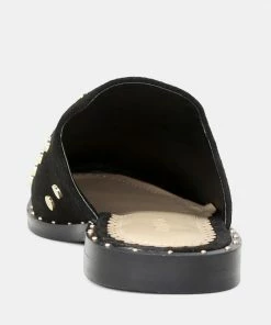Rag & Co Flats JODIE Black Studded Leather Mule