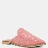 Rag & Co Flats JODIE Dusty Pink Studded Leather Mule