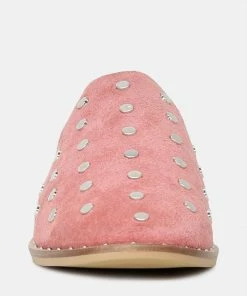 Rag & Co Flats JODIE Dusty Pink Studded Leather Mule