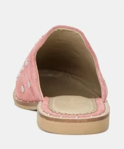 Rag & Co Flats JODIE Dusty Pink Studded Leather Mule