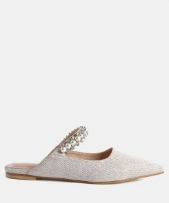 Rag & Co GEODE Mary Jane Cutout Embellished Mules In Beige