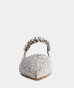 Rag & Co GEODE Mary Jane Cutout Embellished Mules In Beige