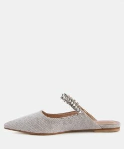 Rag & Co GEODE Mary Jane Cutout Embellished Mules In Beige