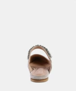 Rag & Co GEODE Mary Jane Cutout Embellished Mules In Beige