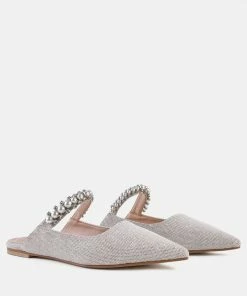 Rag & Co GEODE Mary Jane Cutout Embellished Mules In Beige