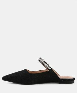 Rag & Co GEODE Mary Jane Cutout Embellished Mules In Black