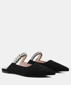 Rag & Co GEODE Mary Jane Cutout Embellished Mules In Black