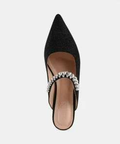 Rag & Co GEODE Mary Jane Cutout Embellished Mules In Black