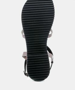 Rag & Co Flats JUNE Black Strappy Flat Leather Sandals