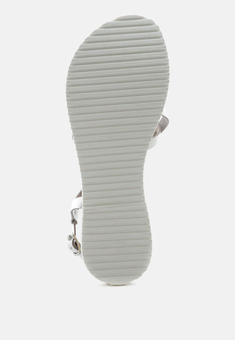 Rag & Co JUNE Silver Strappy Flat Leather Sandals Flats 8 Rag & Co JUNE Silver Strappy Flat Leather Sandals Flats