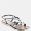 Rag & Co JUNE Silver Strappy Flat Leather Sandals Flats