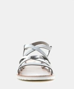 Rag & Co JUNE Silver Strappy Flat Leather Sandals Flats 10 Rag & Co JUNE Silver Strappy Flat Leather Sandals Flats
