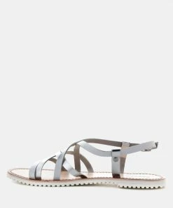 Rag & Co JUNE Silver Strappy Flat Leather Sandals Flats 11 Rag & Co JUNE Silver Strappy Flat Leather Sandals Flats