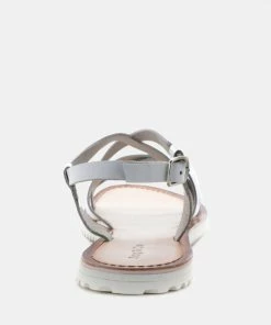 Rag & Co JUNE Silver Strappy Flat Leather Sandals Flats 12 Rag & Co JUNE Silver Strappy Flat Leather Sandals Flats