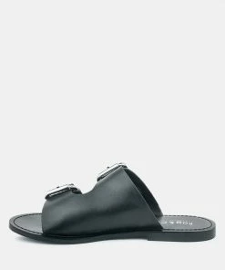 Rag & Co KELLY Black Flat Sandal With Buckle Straps 12 Rag & Co KELLY Black Flat Sandal With Buckle Straps