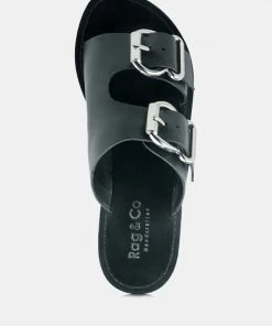 Rag & Co KELLY Black Flat Sandal With Buckle Straps 14 Rag & Co KELLY Black Flat Sandal With Buckle Straps