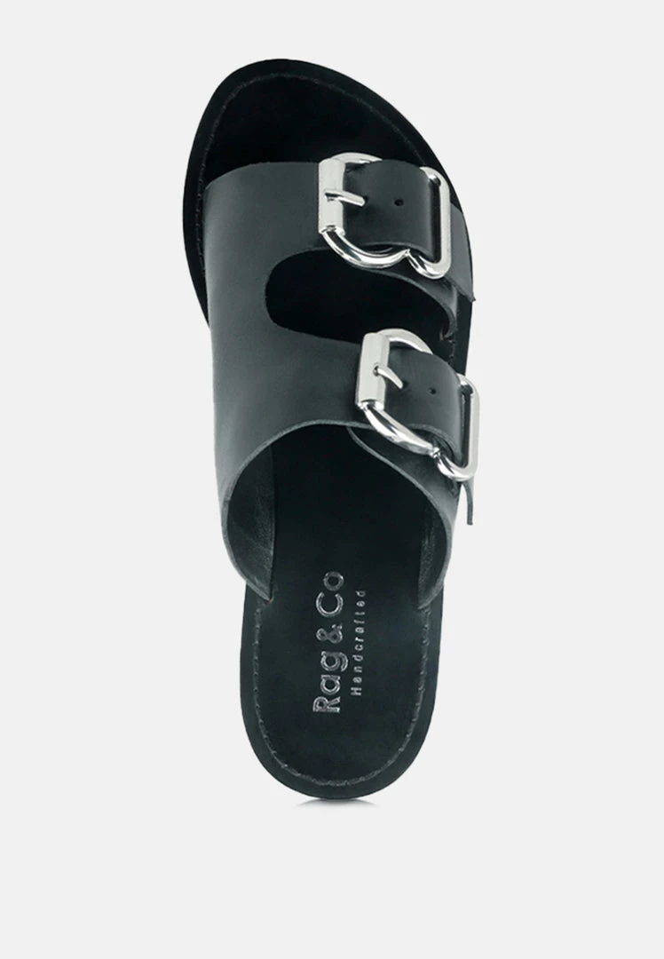 Rag & Co KELLY Black Flat Sandal With Buckle Straps 8 Rag & Co KELLY Black Flat Sandal With Buckle Straps