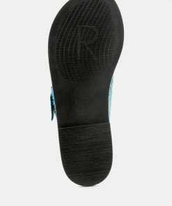 Rag & Co KELLY Blue Flat Sandal With Buckle Straps Flats