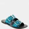 Rag & Co KELLY Blue Flat Sandal With Buckle Straps Flats