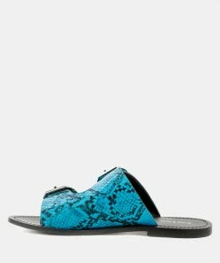 Rag & Co KELLY Blue Flat Sandal With Buckle Straps Flats