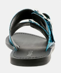 Rag & Co KELLY Blue Flat Sandal With Buckle Straps Flats