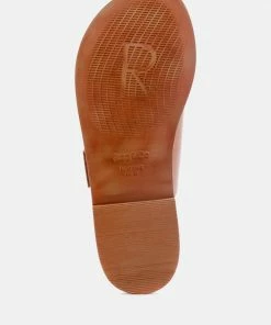 Rag & Co KELLY Tan Flat Sandal With Buckle Straps Flats