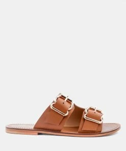Rag & Co KELLY Tan Flat Sandal With Buckle Straps Flats
