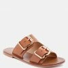 Rag & Co KELLY Tan Flat Sandal With Buckle Straps Flats