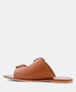 Rag & Co KELLY Tan Flat Sandal With Buckle Straps Flats