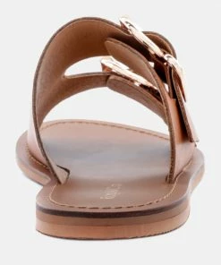 Rag & Co KELLY Tan Flat Sandal With Buckle Straps Flats