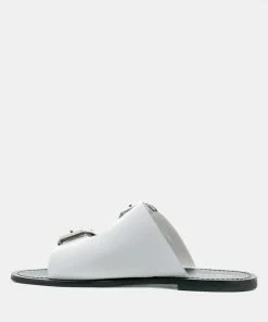 Rag & Co KELLY White Flat Sandal With Buckle Straps