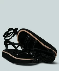 Rag & Co X Flats KENDALL Strings Platform Leather Sandal In Black 9 Rag & Co X Flats KENDALL Strings Platform Leather Sandal In Black