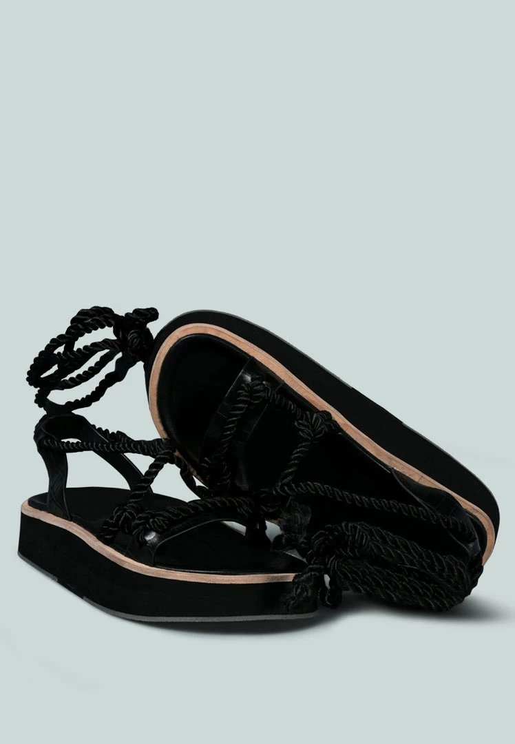 Rag & Co X Flats KENDALL Strings Platform Leather Sandal In Black 6 Rag & Co X Flats KENDALL Strings Platform Leather Sandal In Black