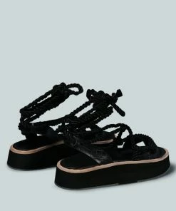 Rag & Co X Flats KENDALL Strings Platform Leather Sandal In Black 8 Rag & Co X Flats KENDALL Strings Platform Leather Sandal In Black